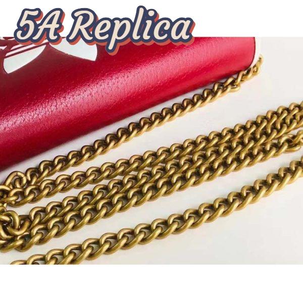 Replica Gucci Women GG Adidas x Gucci Wallet Chain Red Off-White Leather Interlocking G 10