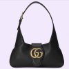 Replica Gucci Women GG Aphrodite Small Shoulder Bag Black Soft Leather Shiny