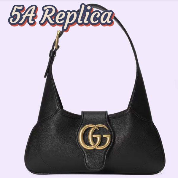 Replica Gucci Women GG Aphrodite Small Shoulder Bag Black Soft Leather Shiny 2