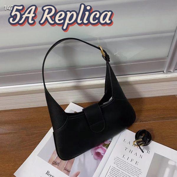 Replica Gucci Women GG Aphrodite Small Shoulder Bag Black Soft Leather Shiny 5