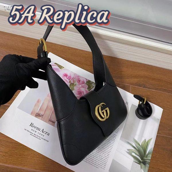 Replica Gucci Women GG Aphrodite Small Shoulder Bag Black Soft Leather Shiny 6