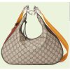 Replica Gucci Women GG Attache Large Shoulder Bag Beige Ebony GG Supreme Canvas