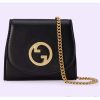 Replica Gucci Women GG Blondie Medium Chain Wallet Black Leather Round Interlocking G