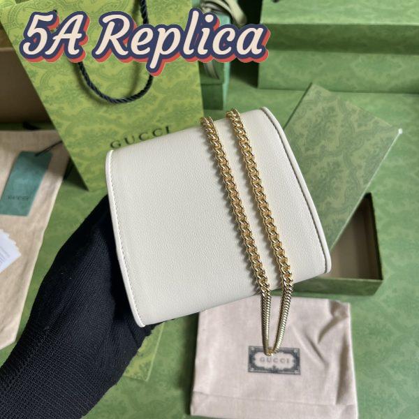 Replica Gucci Women GG Blondie Medium Chain Wallet White Leather Round Interlocking G 4
