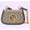 Replica Gucci Women GG Blondie Mini Shoulder Bag Beige Ebony GG Supreme Canvas