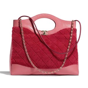 Replica Chanel Women 31 Shopping Bag in Shearling Sheepskin and Calfskin Leather-Red