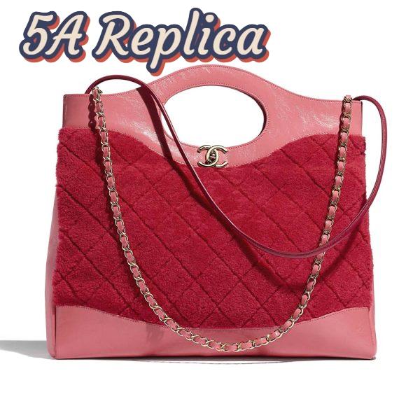 Replica Chanel Women 31 Shopping Bag in Shearling Sheepskin and Calfskin Leather-Red