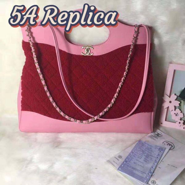 Replica Chanel Women 31 Shopping Bag in Shearling Sheepskin and Calfskin Leather-Red 3