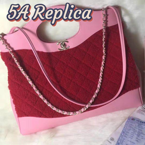 Replica Chanel Women 31 Shopping Bag in Shearling Sheepskin and Calfskin Leather-Red 4