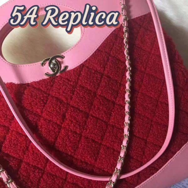 Replica Chanel Women 31 Shopping Bag in Shearling Sheepskin and Calfskin Leather-Red 5