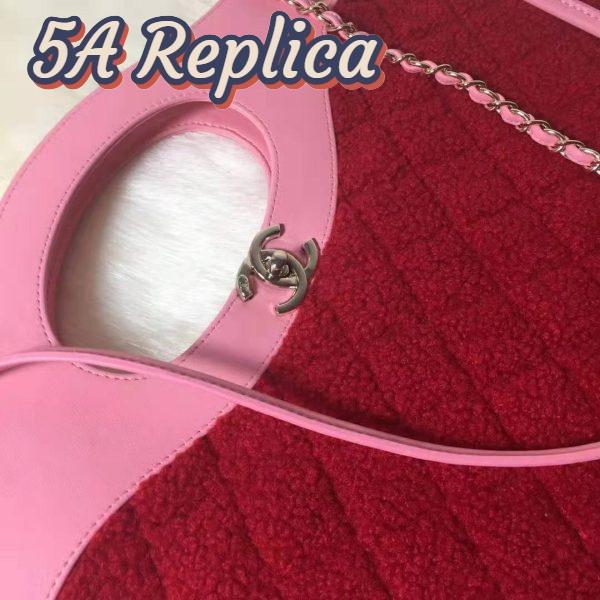 Replica Chanel Women 31 Shopping Bag in Shearling Sheepskin and Calfskin Leather-Red 6