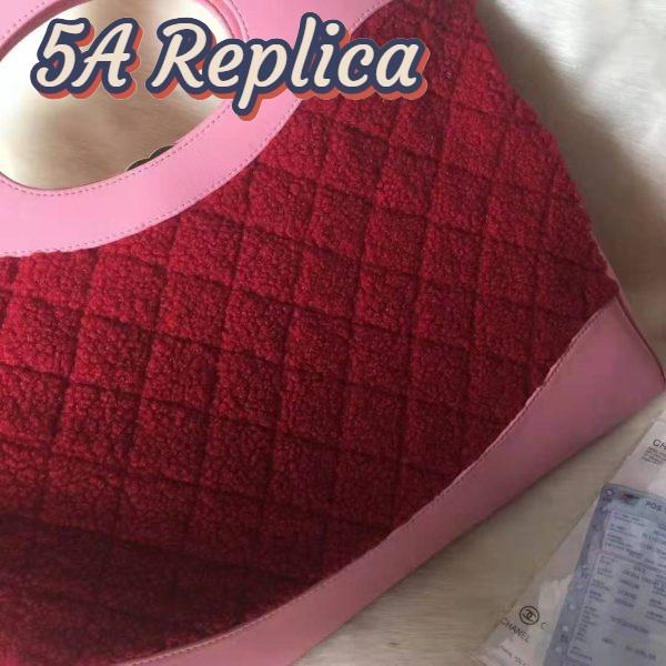Replica Chanel Women 31 Shopping Bag in Shearling Sheepskin and Calfskin Leather-Red 7