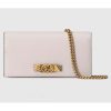 Replica Gucci Women GG Chain Wallet Interlocking G Python Bow Light Pink Leather