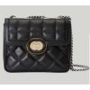Replica Gucci Women GG Deco Mini Shoulder Bag Black Quilted Leather Interlocking G