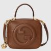 Replica Gucci Women GG Blondie Top Handle Bag Cuir Leather Round Interlocking G