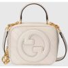 Replica Gucci Women GG Blondie Top Handle Bag White Leather Round Interlocking G