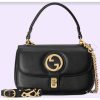 Replica Gucci Women GG Blondie Top-Handle Bag Black Leather Round Interlocking G