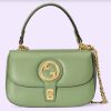 Replica Gucci Women GG Blondie Top-Handle Bag Light Green Leather Round Interlocking G