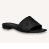 Replica Louis Vuitton LV Women Revival Flat Mule Black Monogram-Embossed Lambskin