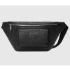 Replica Gucci Unisex Jumbo GG Belt Bag Black Leather Zip Closure