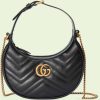 Replica Gucci Women GG Marmont Half-Moon-Shaped Mini Bag Black Matelassé Chevron