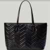 Replica Gucci Women GG Marmont Large Tote Bag Black Matelassé Chevron Leather