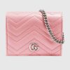 Replica Gucci GG Unisex GG Marmont Card Case Wallet Matelassé Chevron