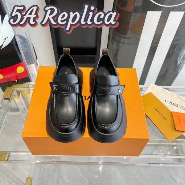 Replica Louis Vuitton Unisex LV Archlight 2.0 Platform Loafer Black Glazed Calf Leather 4