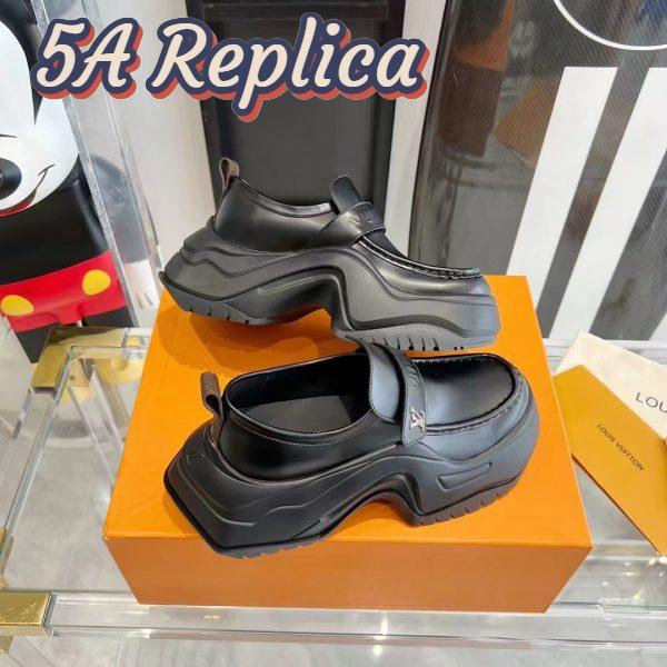 Replica Louis Vuitton Unisex LV Archlight 2.0 Platform Loafer Black Glazed Calf Leather 5