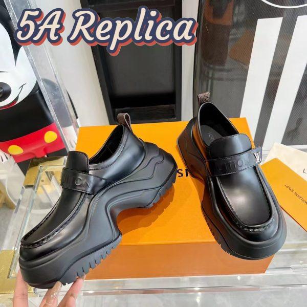 Replica Louis Vuitton Unisex LV Archlight 2.0 Platform Loafer Black Glazed Calf Leather 7