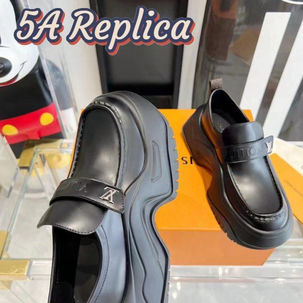 Replica Louis Vuitton Unisex LV Archlight 2.0 Platform Loafer Black Glazed Calf Leather 9