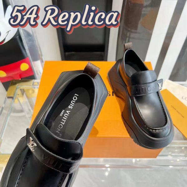 Replica Louis Vuitton Unisex LV Archlight 2.0 Platform Loafer Black Glazed Calf Leather 10