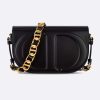 Replica Dior Women CD Signature Bag Strap Black CD-Embossed Box Calfskin