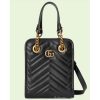 Replica Gucci Women GG Marmont Matelassé Mini Bag Black Chevron Leather
