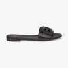 Replica Fendi Women Signature Black Leather Slides in 0.4 inches Heel Height
