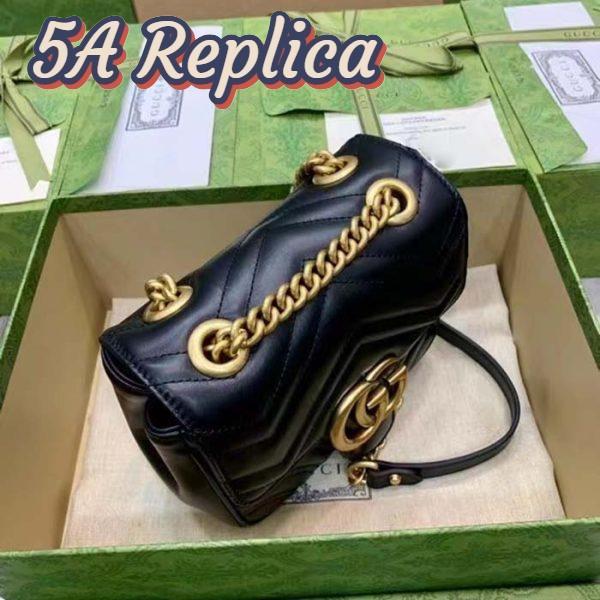 Replica Gucci Women GG Marmont Matelassé Mini Shoulder Bag Black Chevron Leather 6