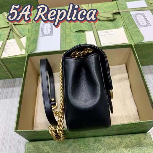 Replica Gucci Women GG Marmont Matelassé Mini Shoulder Bag Black Chevron Leather 7