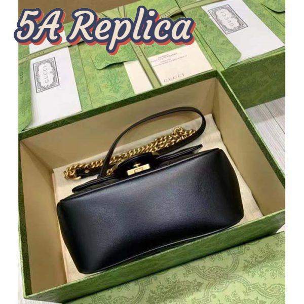 Replica Gucci Women GG Marmont Matelassé Mini Shoulder Bag Black Chevron Leather 8