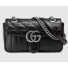 Replica Gucci Women GG Marmont Mini Shoulder Bag Black Double G Matelassé Leather