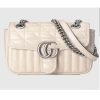 Replica Gucci Women GG Marmont Mini Shoulder Bag White Double G Matelassé Leather