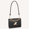Replica Louis Vuitton LV Women Twist MM Handbag Black Epi Grained Leather