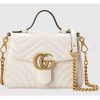 Replica Gucci Women GG Marmont Mini Top Handle Bag White Matelassé Leather 13