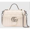 Replica Gucci Women GG Marmont Mini Top Handle Bag White Matelassé Leather