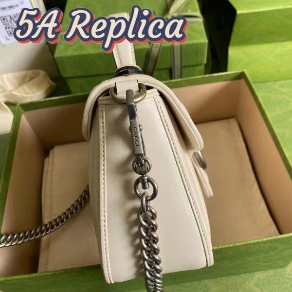 Replica Gucci Women GG Marmont Mini Top Handle Bag White Matelassé Leather 4