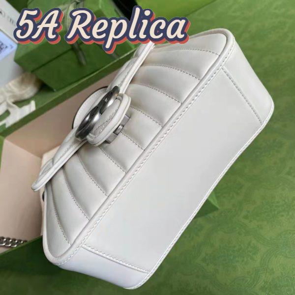 Replica Gucci Women GG Marmont Mini Top Handle Bag White Matelassé Leather 7