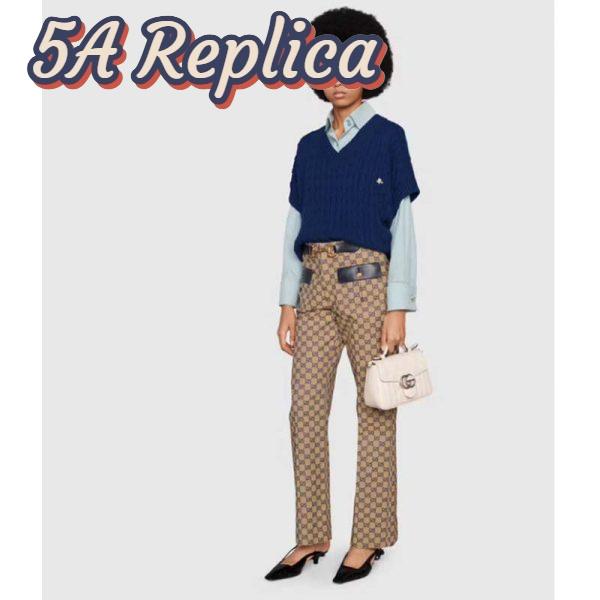 Replica Gucci Women GG Marmont Mini Top Handle Bag White Matelassé Leather 11