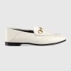 Replica Gucci Women Leather Horsebit Loafer 1.3 cm Height-White