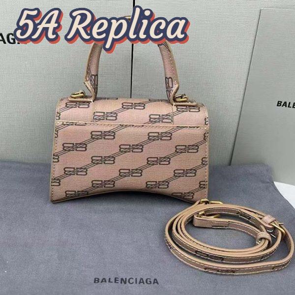Replica Balenciaga Women Hourglass XS Handbag Beige Brown BB Monogram Coated Canvas 4