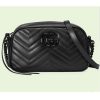 Replica Gucci Women GG Marmont Small Shoulder Bag Black Matelassé Chevron Leather Double G