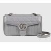 Replica Gucci Women GG Marmont Small Shoulder Bag Grey Matelassé Leather Double G